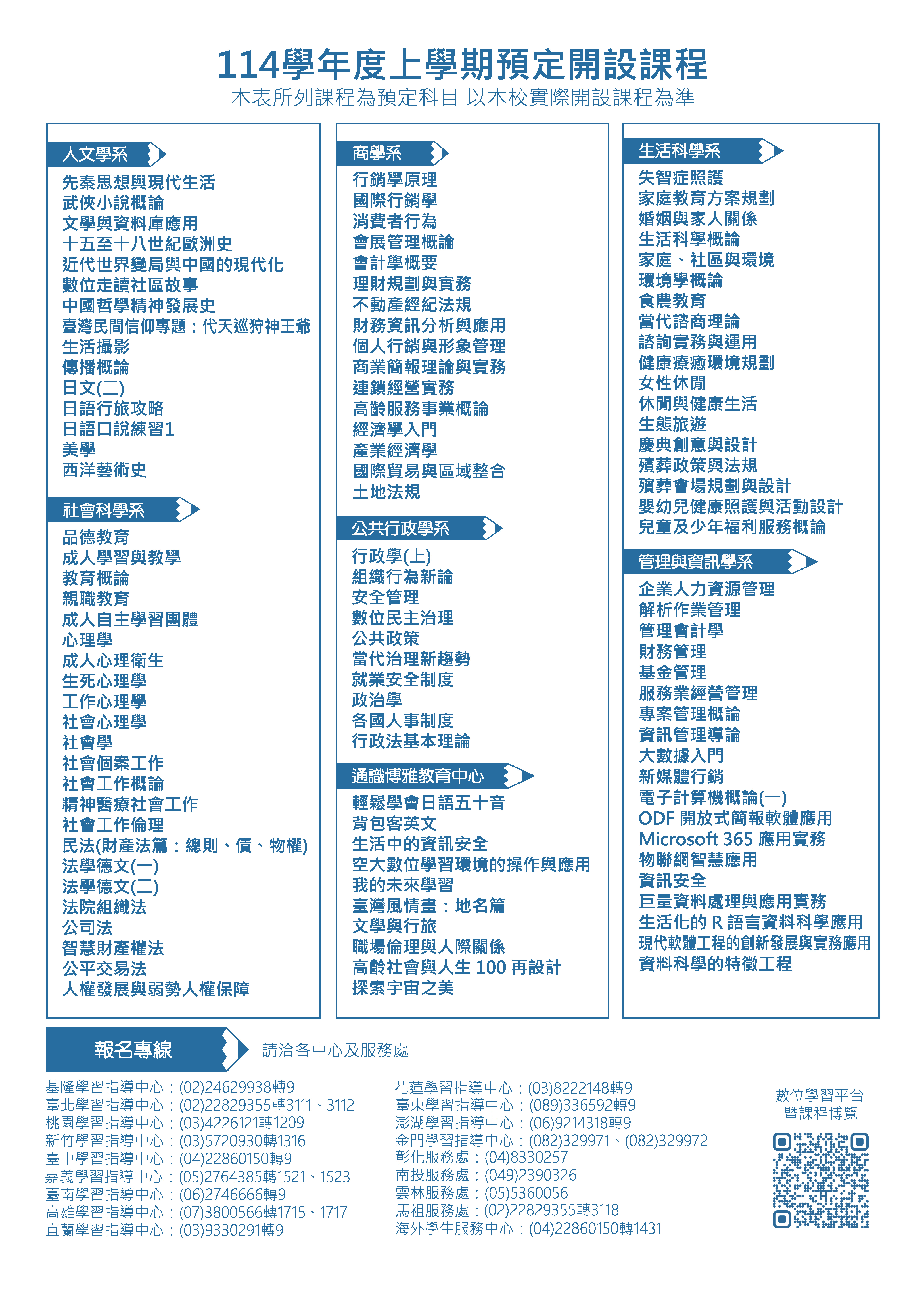空大114上招生DM背面 空大114上招生DM背面