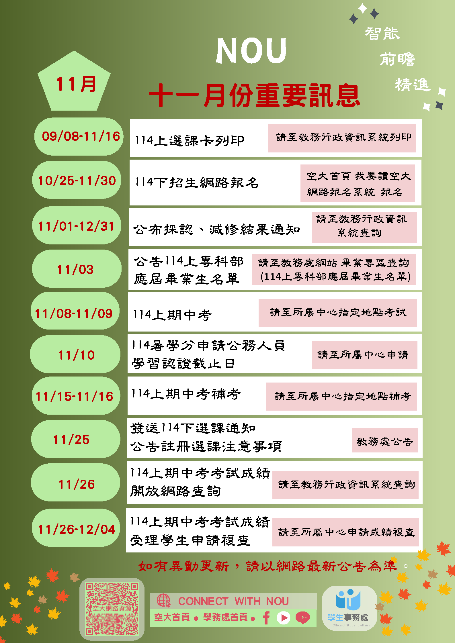114年10月要訊