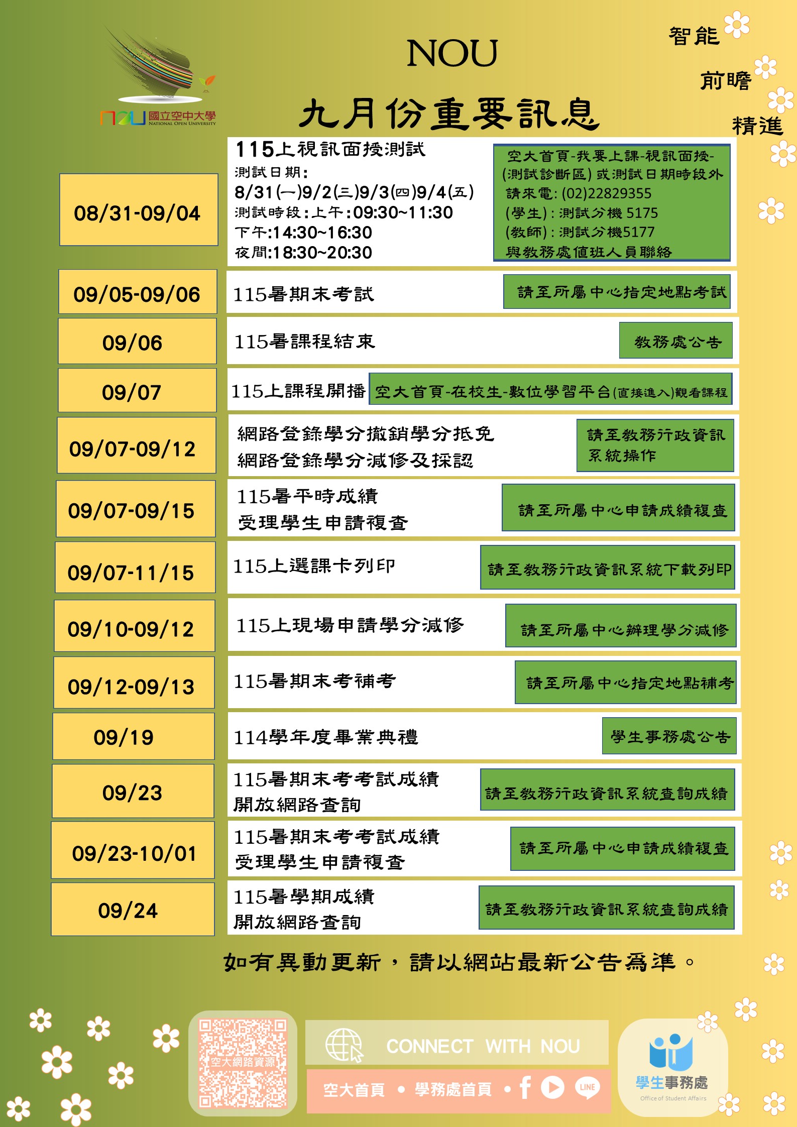 115年9月要訊